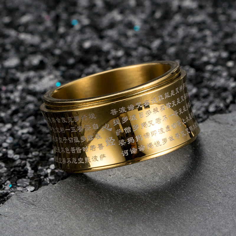Tibetan Miniature Scriptures Heart Sutra Titanium Steel Spinner Balance Ring - Image 9