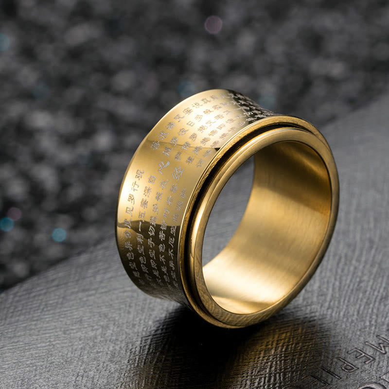 Tibetan Miniature Scriptures Heart Sutra Titanium Steel Spinner Balance Ring - Image 8
