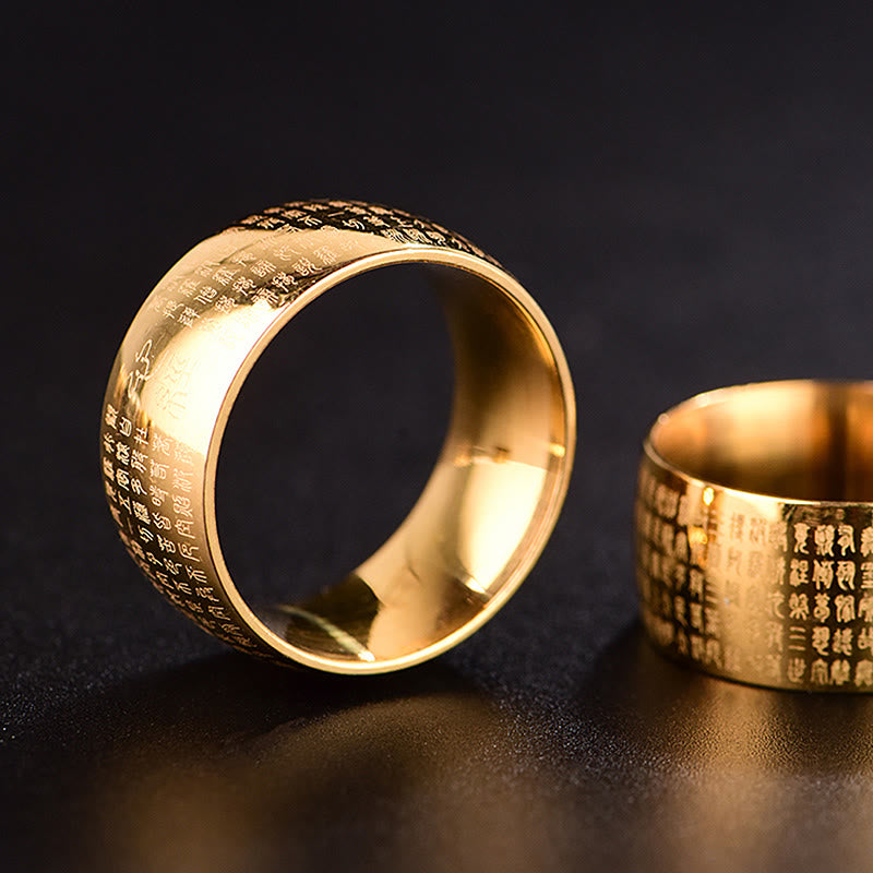 Tibetan Seal Heart Sutra Titanium Steel Balance Ring - Image 9