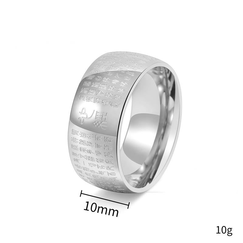 Tibetan Seal Heart Sutra Titanium Steel Balance Ring - Image 14
