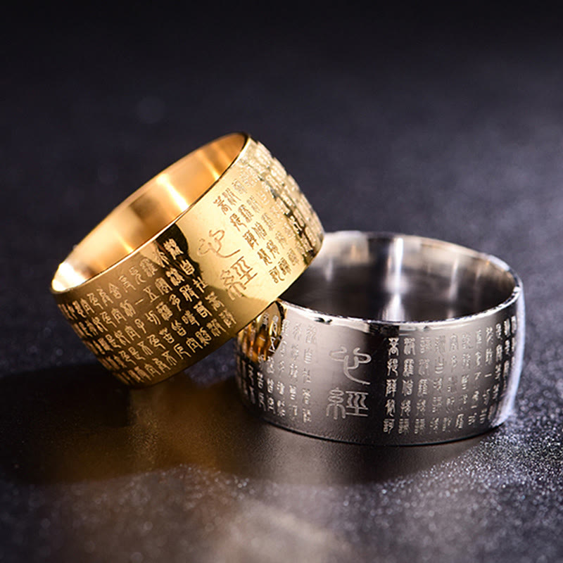 Tibetan Seal Heart Sutra Titanium Steel Balance Ring - Image 21