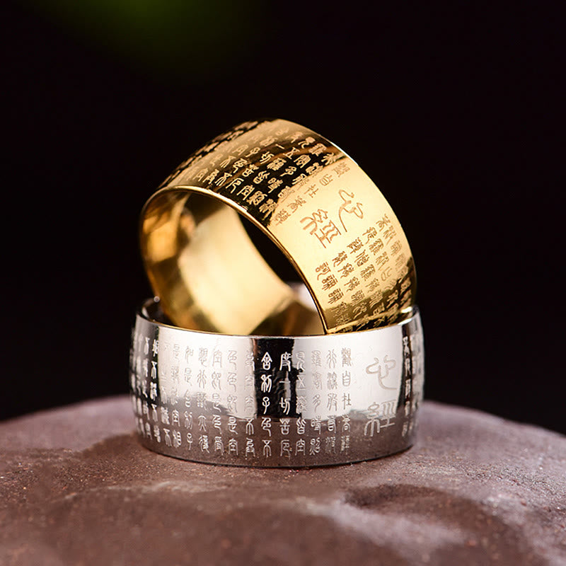 Tibetan Seal Heart Sutra Titanium Steel Balance Ring - Image 18