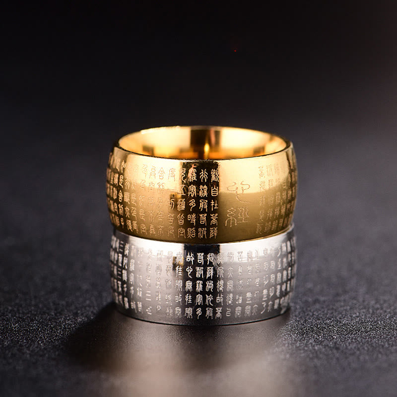 Tibetan Seal Heart Sutra Titanium Steel Balance Ring - Image 17