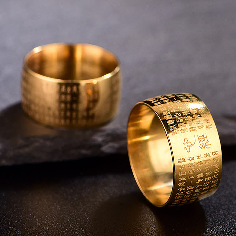 Tibetan Seal Heart Sutra Titanium Steel Balance Ring - Image 5