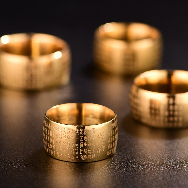 Tibetan Seal Heart Sutra Titanium Steel Balance Ring - Image 10