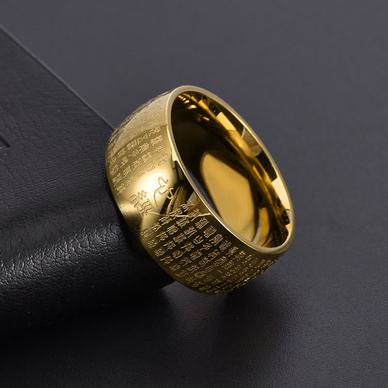 Tibetan Seal Heart Sutra Titanium Steel Balance Ring - Image 3