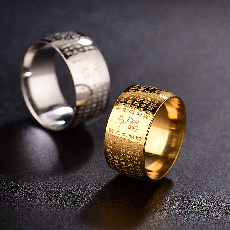 Tibetan Seal Heart Sutra Titanium Steel Balance Ring - Image 20