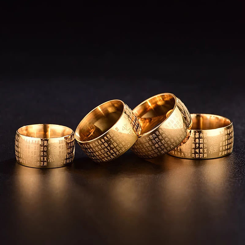 Tibetan Seal Heart Sutra Titanium Steel Balance Ring - Image 11