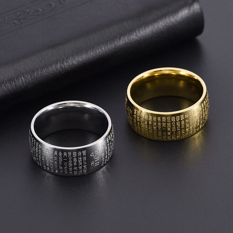 Tibetan Seal Heart Sutra Titanium Steel Balance Ring - Image 23