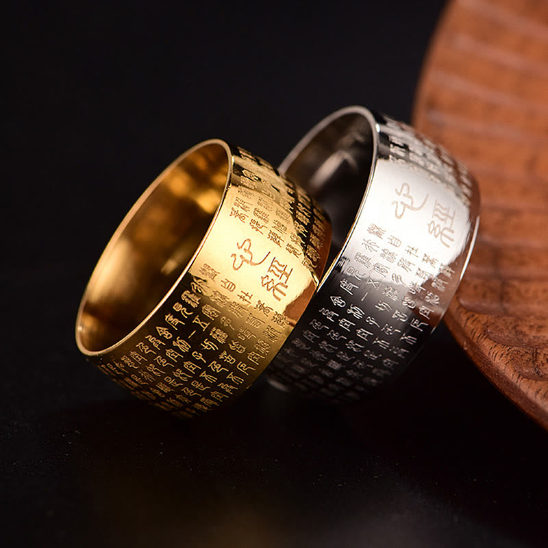 Tibetan Seal Heart Sutra Titanium Steel Balance Ring - Image 26