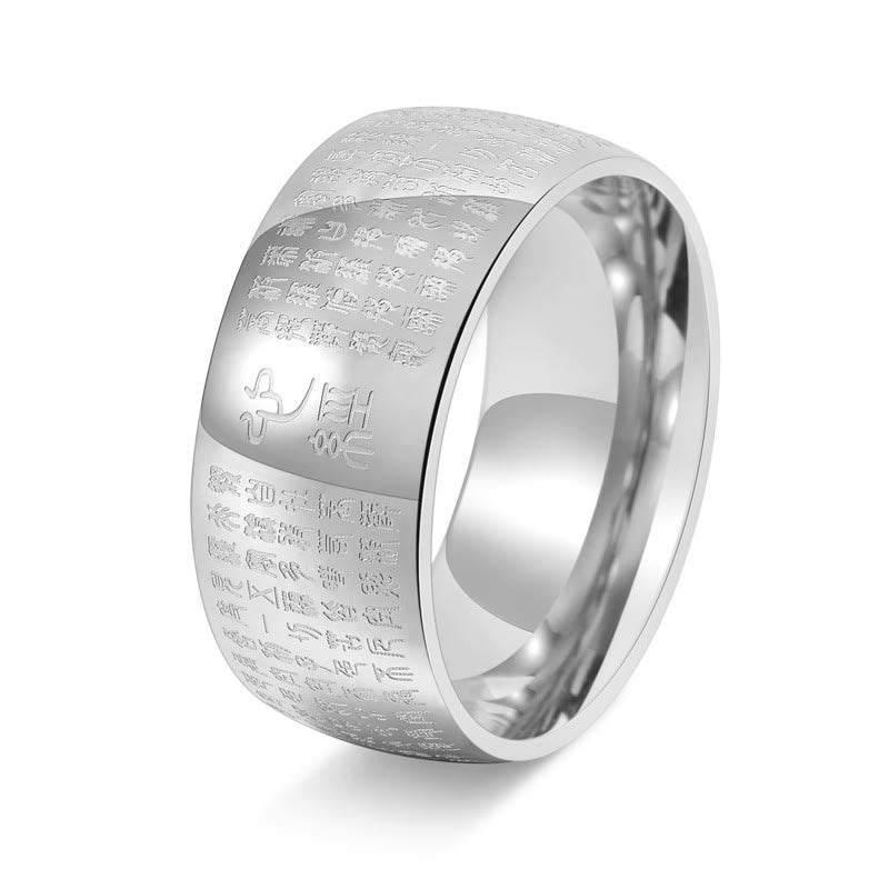 Tibetan Seal Heart Sutra Titanium Steel Balance Ring - Image 13