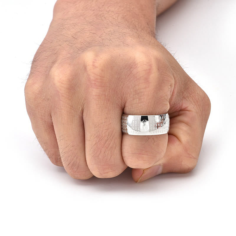 Tibetan Seal Heart Sutra Titanium Steel Balance Ring - Image 15