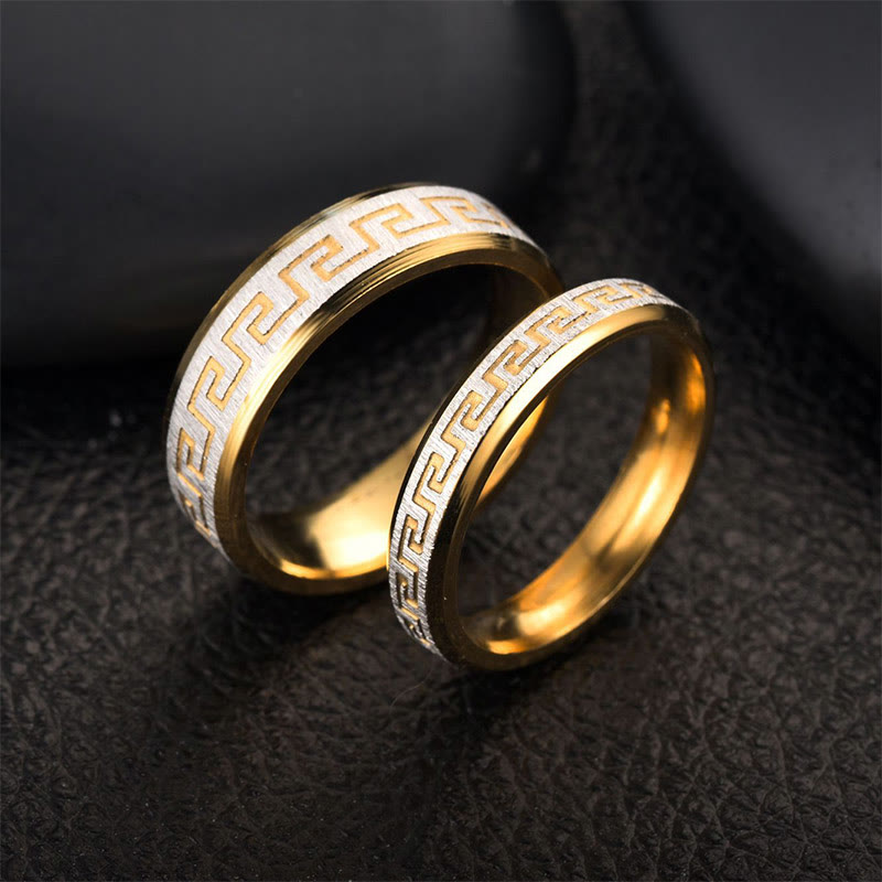 Tibetan Great Wall Pattern Titanium Steel Balance Ring