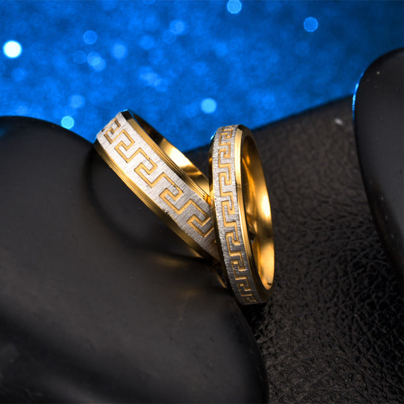 Tibetan Great Wall Pattern Titanium Steel Balance Ring - Image 3