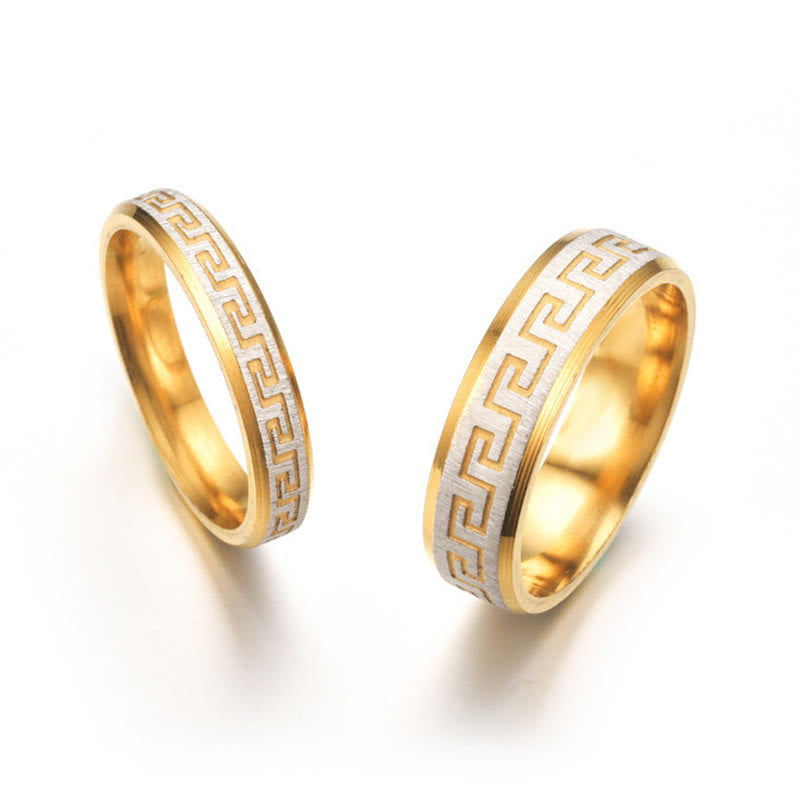 Tibetan Great Wall Pattern Titanium Steel Balance Ring - Image 5