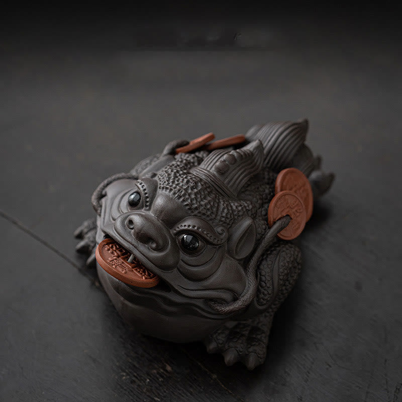Feng Shui Frog Toad Copper Coins Ceramic Purple Clay Wealth Home Tea Pet Figurine Decoration - Image 15