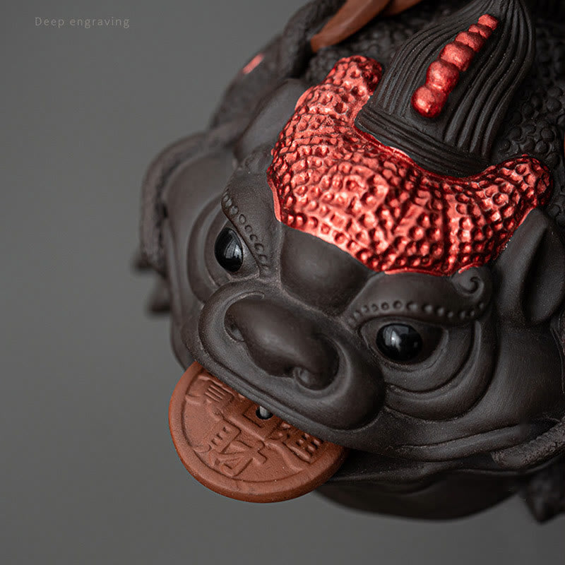 Feng Shui Frog Toad Copper Coins Ceramic Purple Clay Wealth Home Tea Pet Figurine Decoration - Image 13