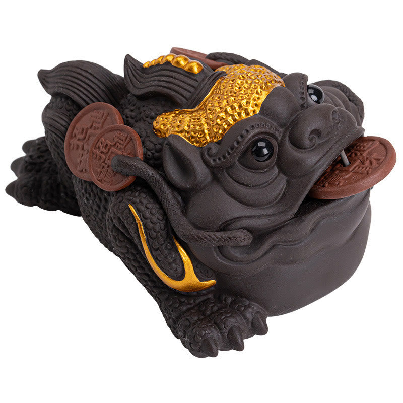 Feng Shui Frog Toad Copper Coins Ceramic Purple Clay Wealth Home Tea Pet Figurine Decoration - Image 11