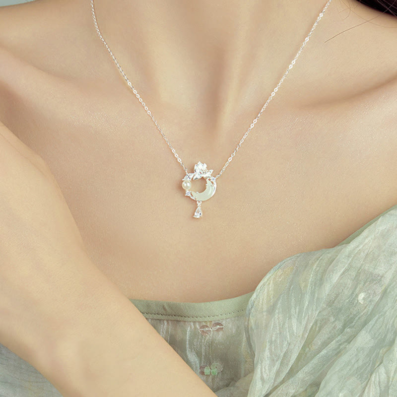 Hetian Jade 925 Sterling Silver Cubic Zirconia Pearl Necklace Pendant - Image 4