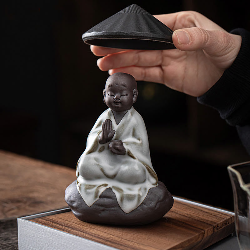 Little Zen Monk Hat Strainer Ceramic Tea Accessories Figurine Home Decoration - Image 12