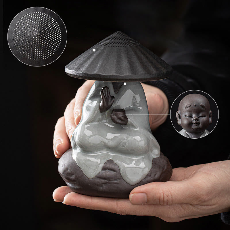 Little Zen Monk Hat Strainer Ceramic Tea Accessories Figurine Home Decoration - Image 16