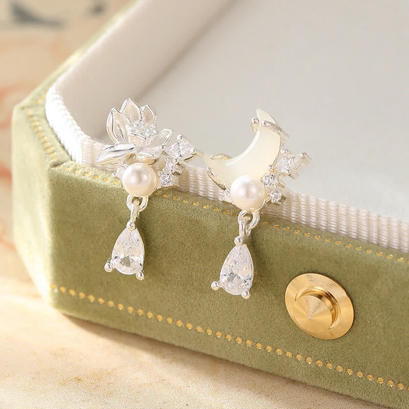 Hetian Jade 925 Sterling Silver Cubic Zirconia Pearl Abundance Earrings