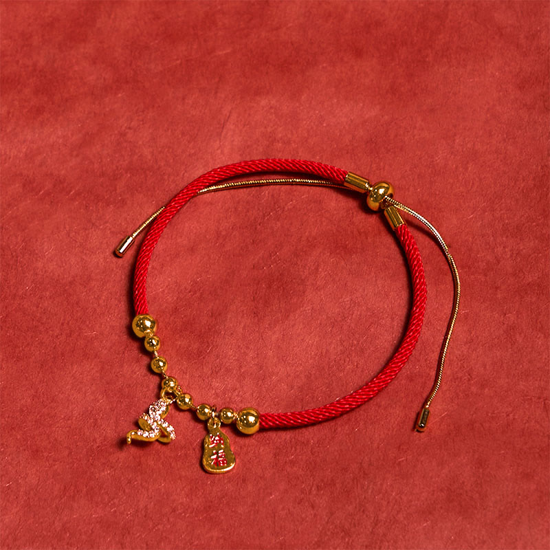 Handmade Red String Fu Character Year Of The Snake Protection Braided Bracelet - Image 3