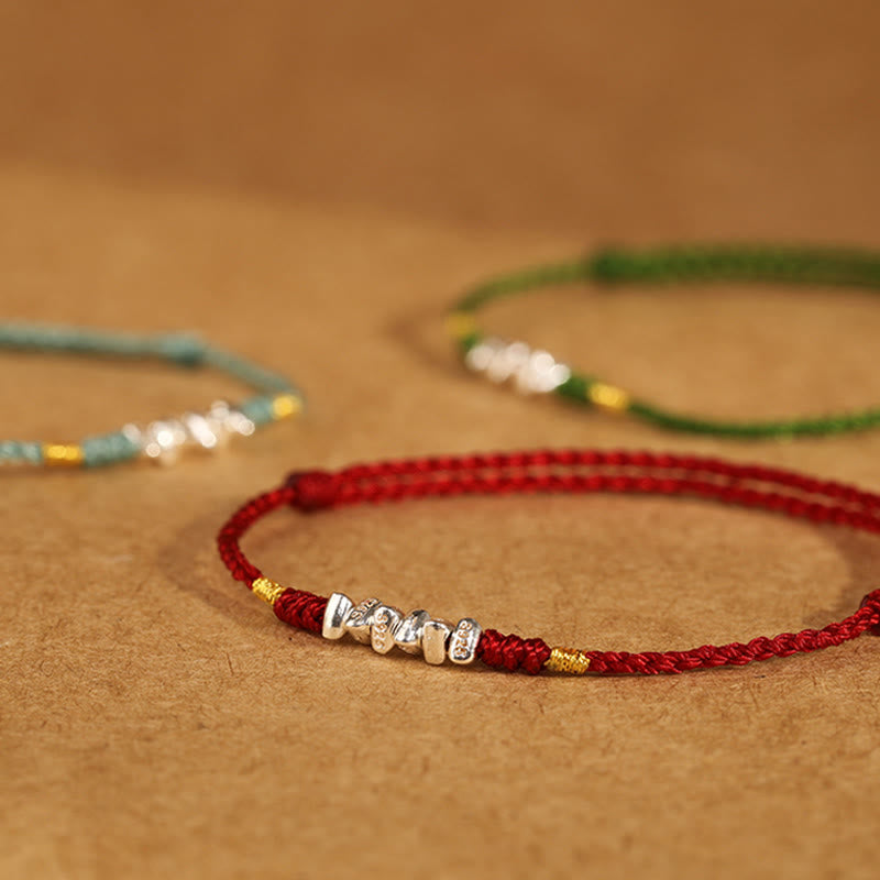 925 Sterling Silver String Protection Luck Ultra-Thin Braided Bracelet Anklet - Image 17