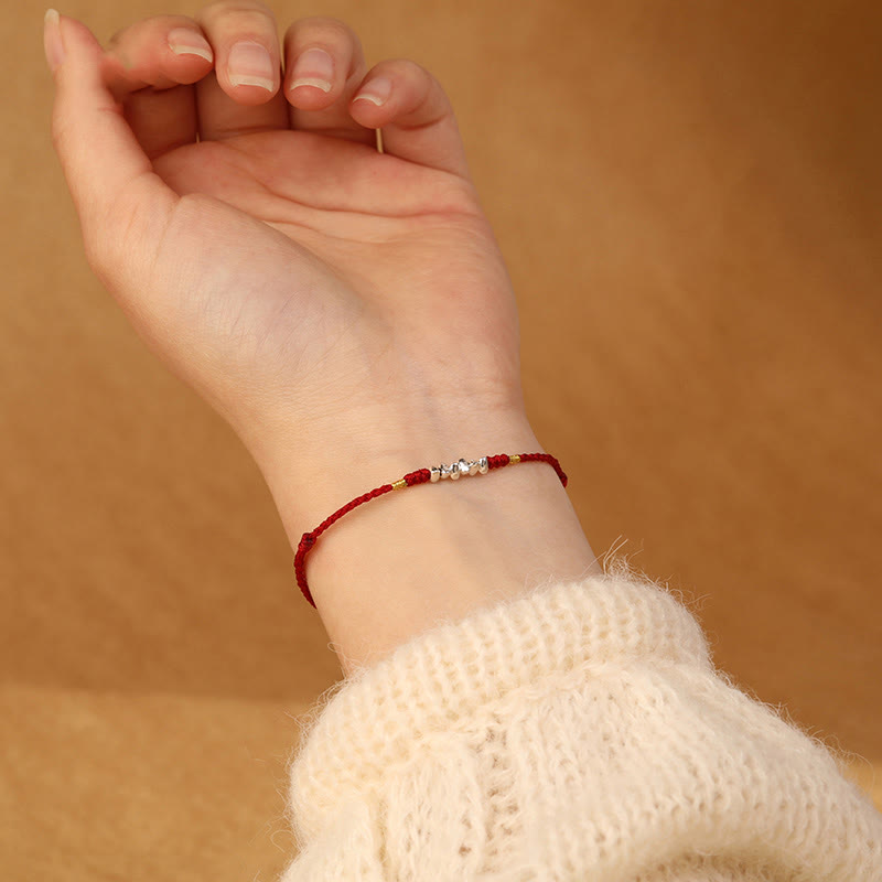 925 Sterling Silver String Protection Luck Ultra-Thin Braided Bracelet Anklet - Image 5