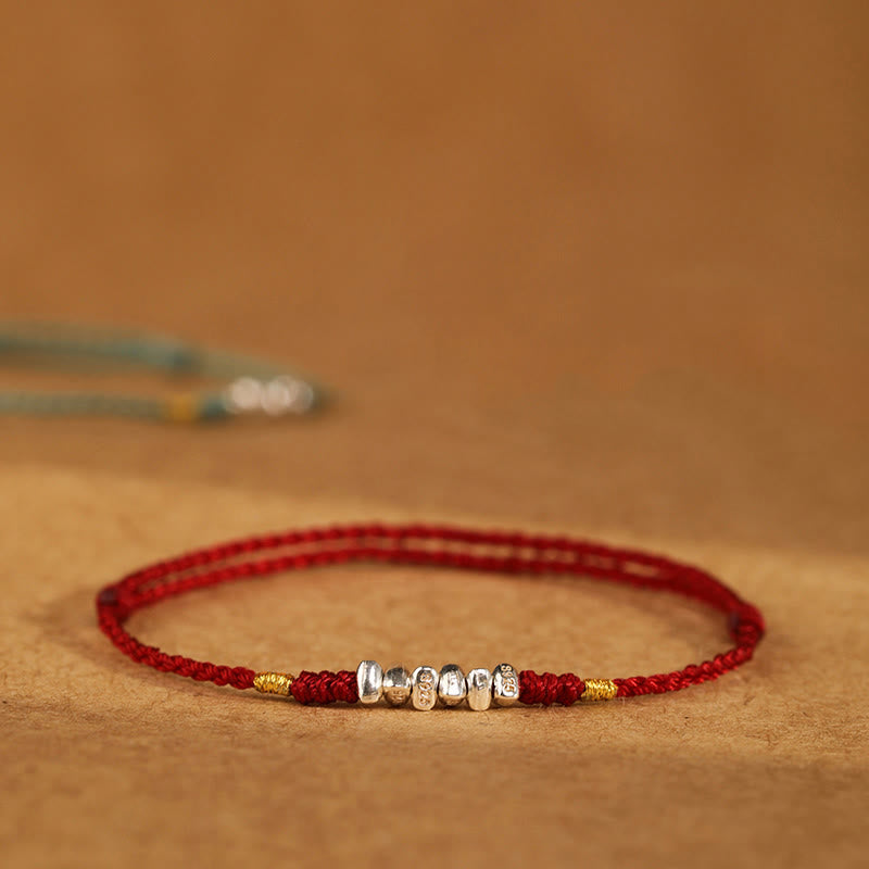 925 Sterling Silver String Protection Luck Ultra-Thin Braided Bracelet Anklet