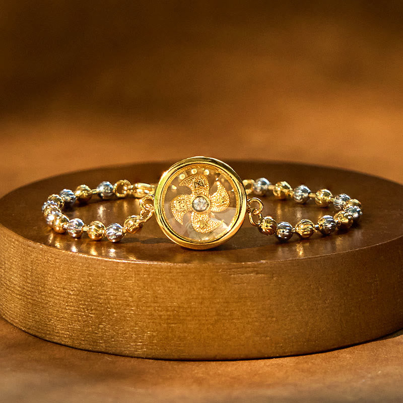 Feng Sheng Shui Qi Copper Brass Rotatable Windmill Bead Protection Braided Bracelet