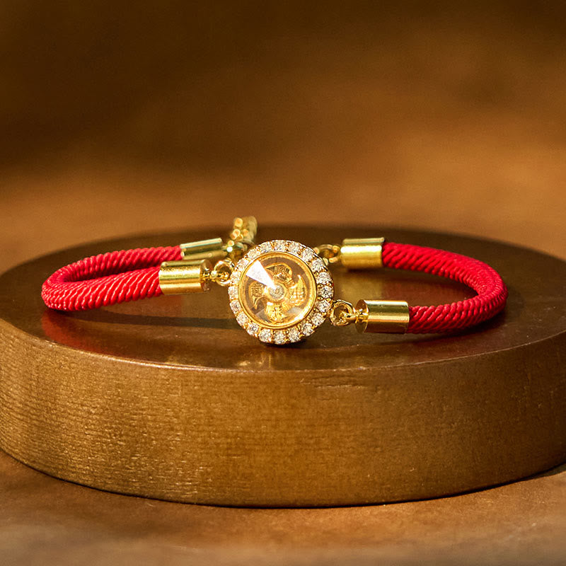 Red String Copper Brass Rotatable Windmill Feng Sheng Shui Qi Protection Braided Bracelet