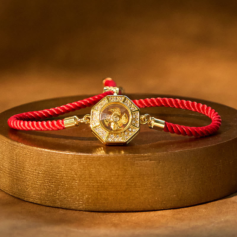 Copper Brass Rotatable Windmill Feng Sheng Shui Qi Red String Faith Braided Bracelet