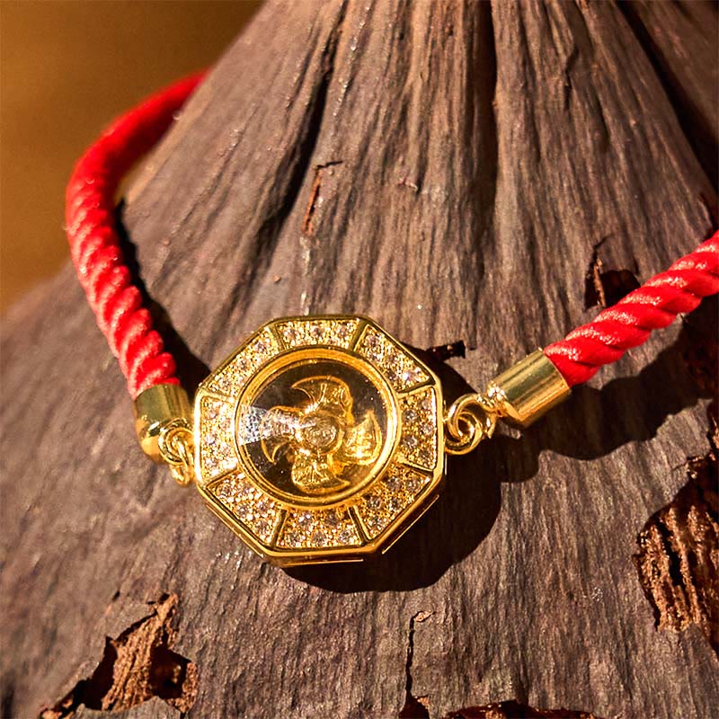 Copper Brass Rotatable Windmill Feng Sheng Shui Qi Red String Faith Braided Bracelet - Image 4