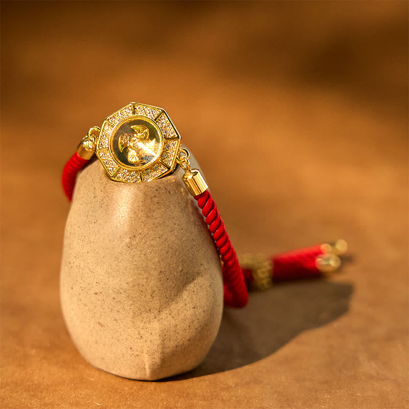 Copper Brass Rotatable Windmill Feng Sheng Shui Qi Red String Faith Braided Bracelet - Image 3