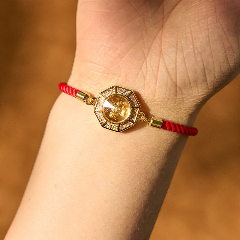 Copper Brass Rotatable Windmill Feng Sheng Shui Qi Red String Faith Braided Bracelet - Image 5