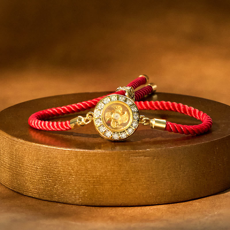 Copper Brass Feng Sheng Shui Qi Rotatable Windmill Red String Faith Braided Bracelet
