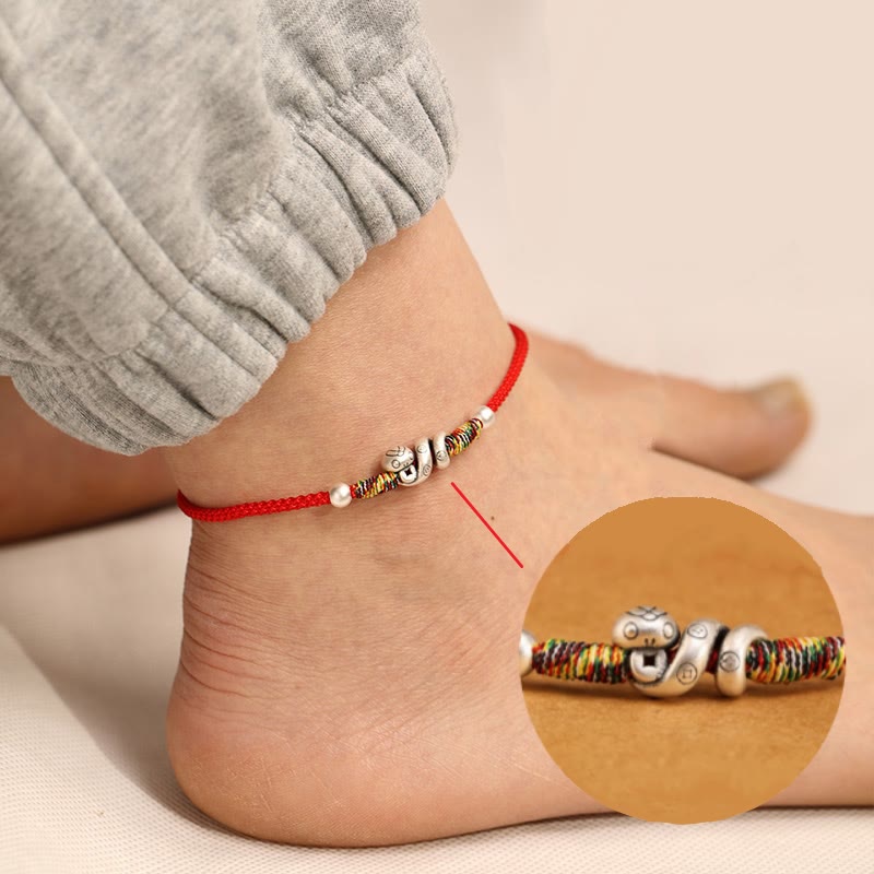 Red String 999 Sterling Silver Year Of The Snake Anklet