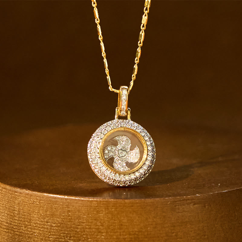 Gold plated Copper Brass Rotatable Windmill Fu Balance Necklace Pendant