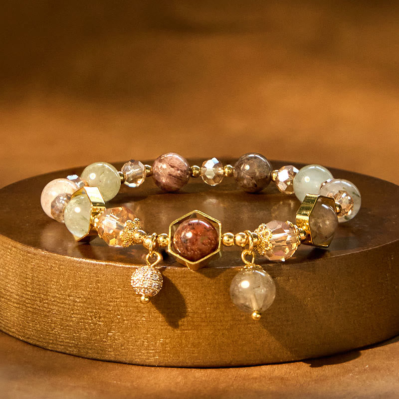 Natural Colored Rutilated Quartz Amethyst Protection Bracelet