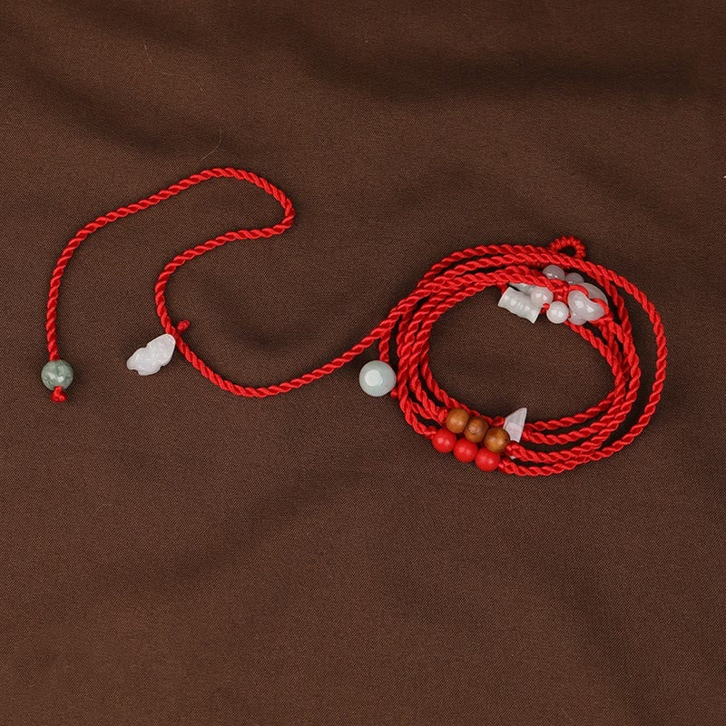 Chinese Zodiac Peach Wood Blessing Red String Belly Chain - Image 13