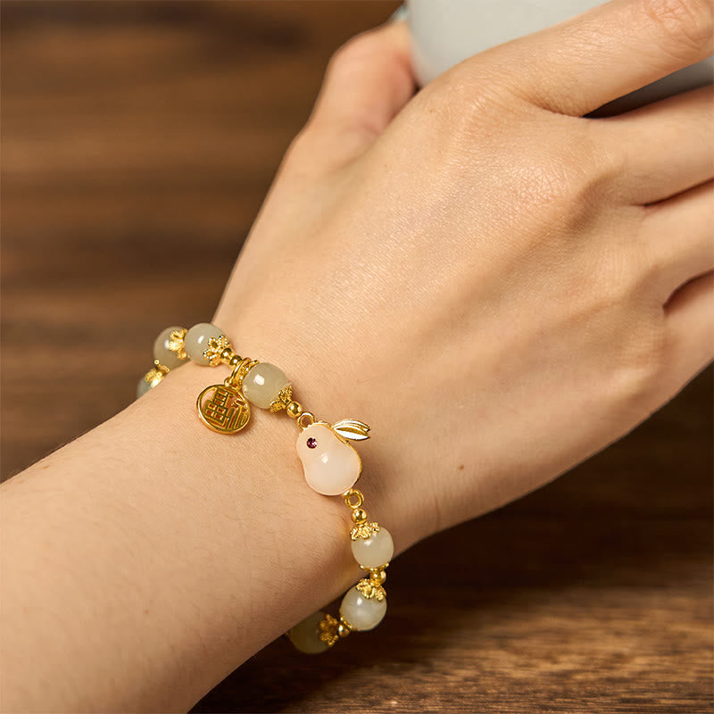 Natural Hetian Jade Fu Character Fu Brand Rabbit Abundance Bracelet - Image 6