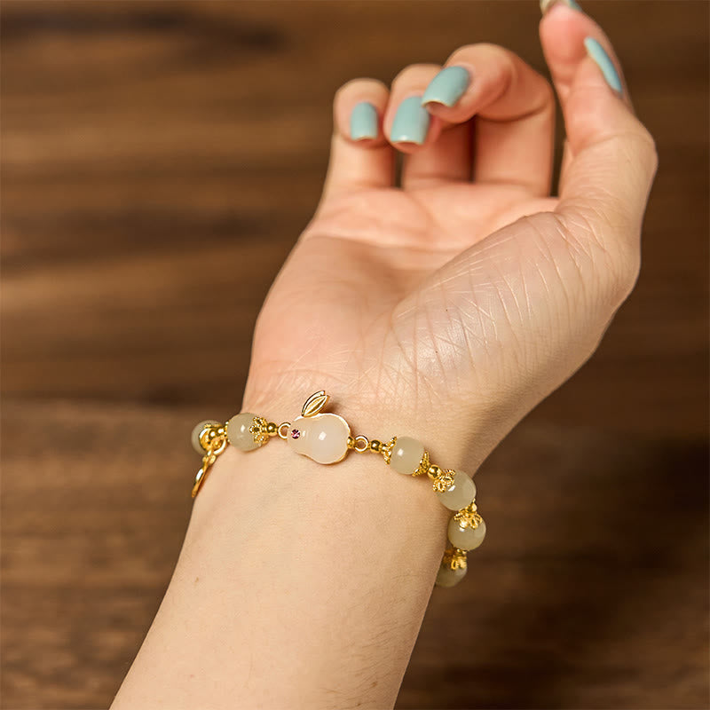 Natural Hetian Jade Fu Character Fu Brand Rabbit Abundance Bracelet - Image 8