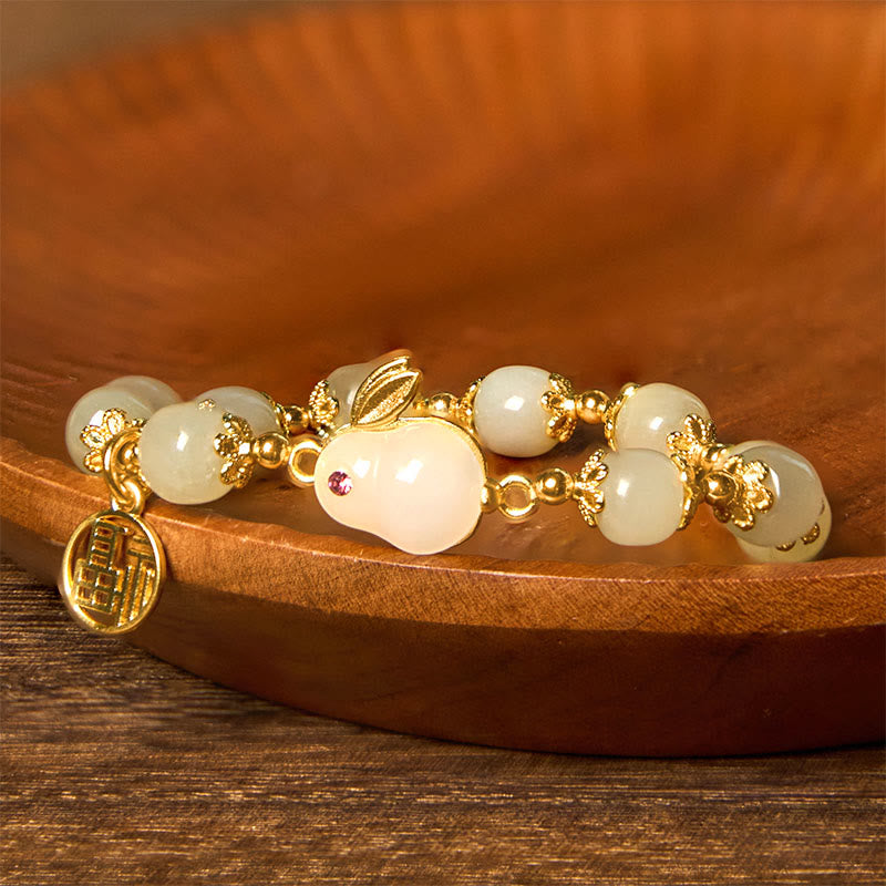 Natural Hetian Jade Fu Character Fu Brand Rabbit Abundance Bracelet - Image 4