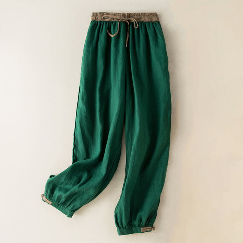 Plain Cotton Drawstring Women's Harem Pants With Pockets - Image 11