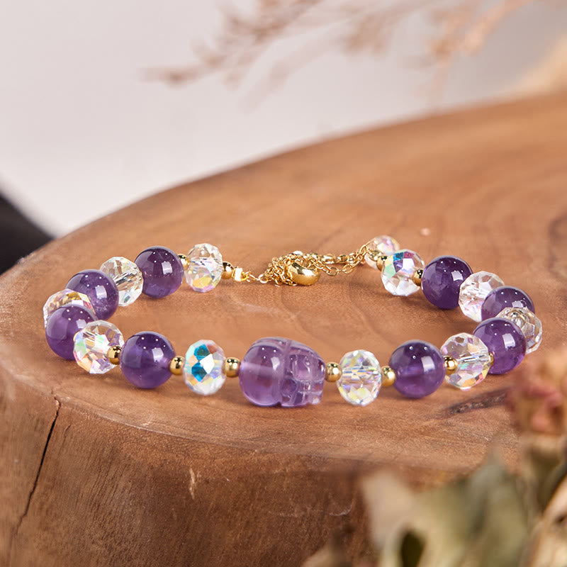 Natural Amethyst Pixiu Crystal Balance Bracelet