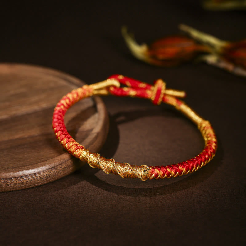 Tibetan Colorful Gold Thread Dragon Scale Knot Protection Braided Bracelet