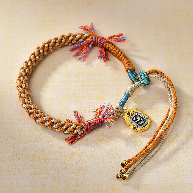 Tibetan Colored Rope Zakiram Goddess Of Wealth Adjustable Protection Bracelet