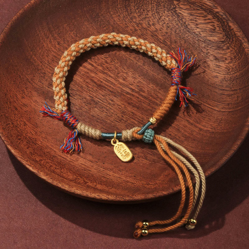 Tibetan Hand-woven Colored Rope Adjustable Tassels Nafu Luck Bracelet