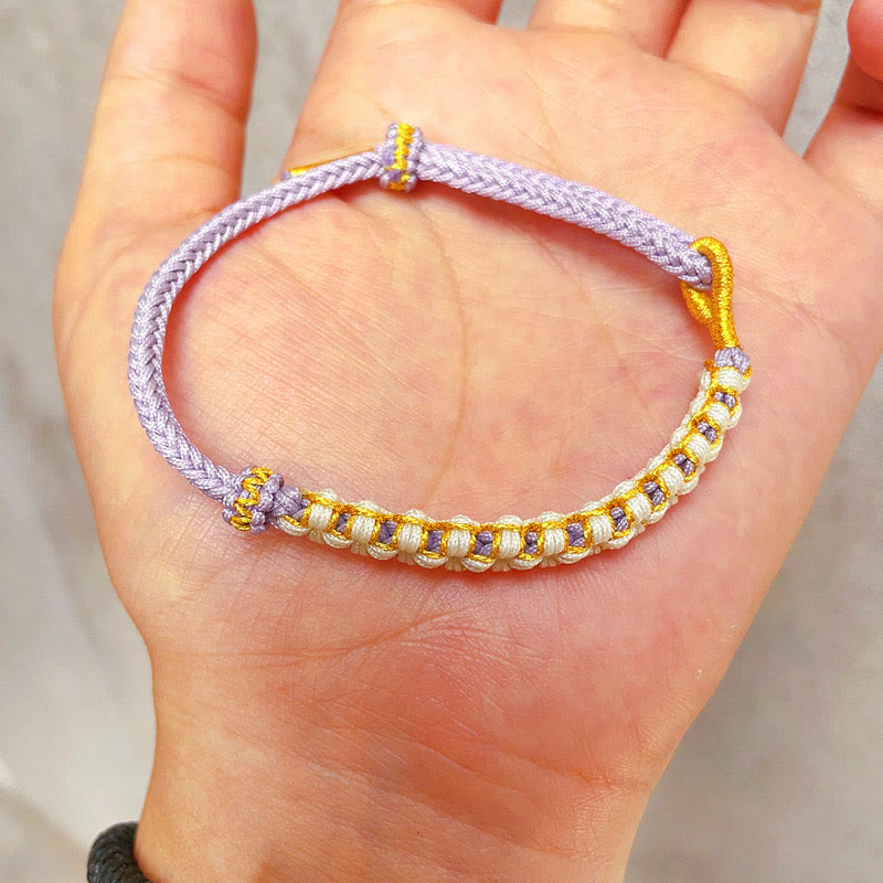 Tibetan Gold Thread Colorful Peach Blossom Knot Connection Braided Bracelet - Image 6